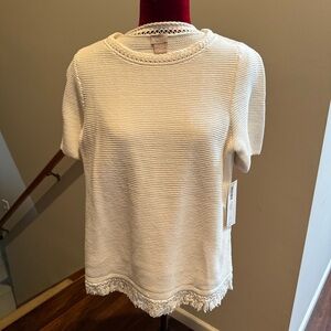 Chicos Elegant Cream Knit Top size 1